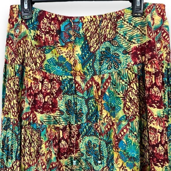 Koret Tiered Festival Maxi Skirt Medium Women’s Tie Waist Beaded Colorful Floral - Picture 3 of 12